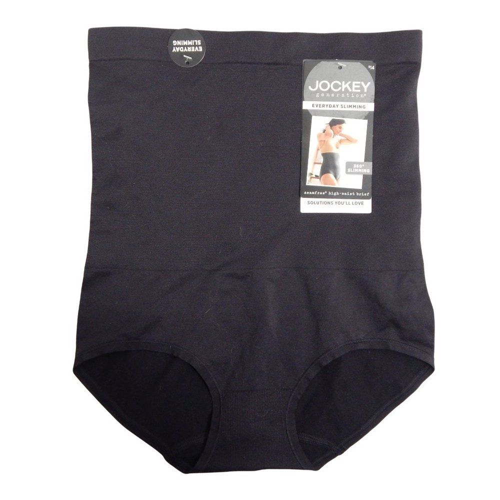 Jockey Womens Seam Free High Waisted Briefs Tummy Control Black Size S